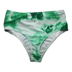 Green Tye Dye High Waisted Bikini Bottoms - Size Large